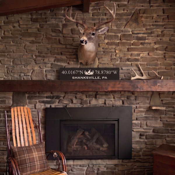 Lodge & Lake Collection | Custom Hunting Coordinates Sign – Small