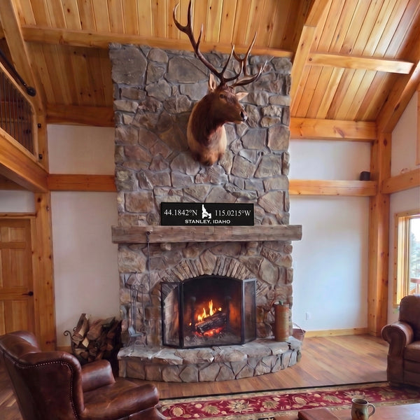 Lodge & Lake Collection | Custom Hunting Coordinates Sign – Large
