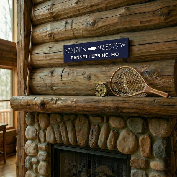 Lodge & Lake Collection | Custom Fishing or Hunting Coordinates Sign – Large