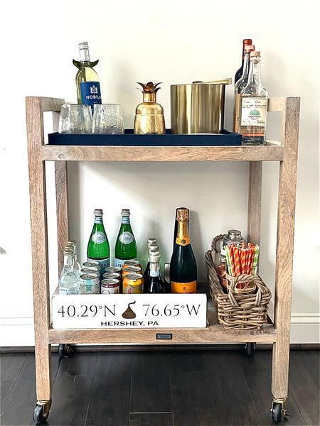 Custom Coordinates Handcrafted Wooden Sign Block - Small