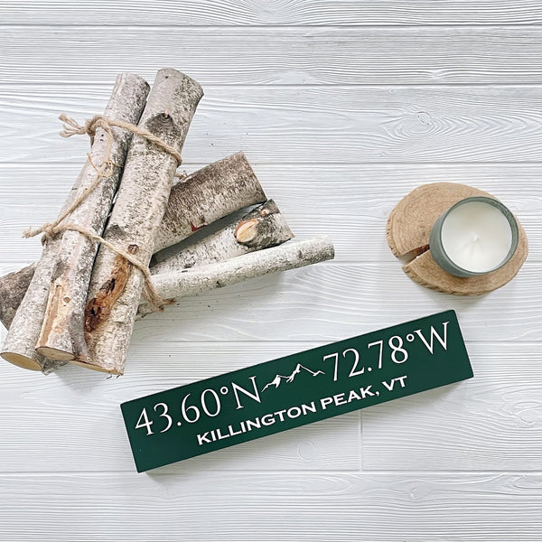 Custom Coordinates Handcrafted Wooden Sign Block - Small