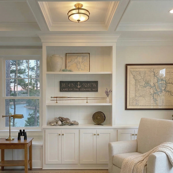 Lodge & Lake Collection | Custom Fishing or Hunting Coordinates Sign – Large