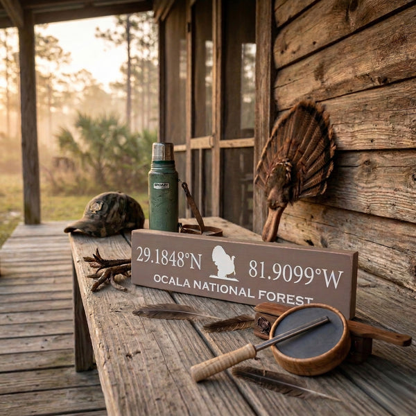 Lodge & Lake Collection | Custom Hunting Coordinates Sign – Small
