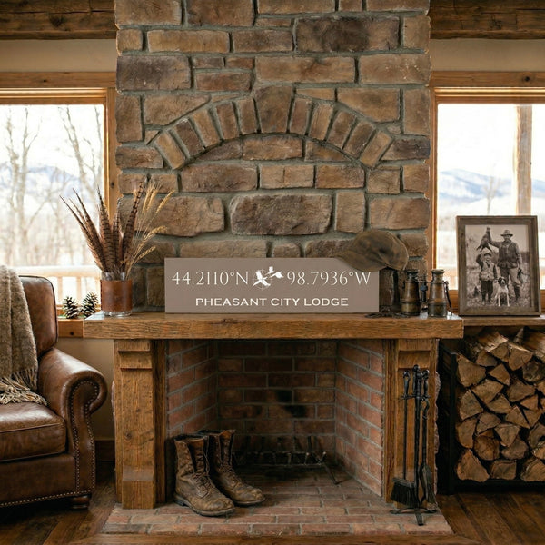 Lodge & Lake Collection | Custom Hunting Coordinates Sign – Large