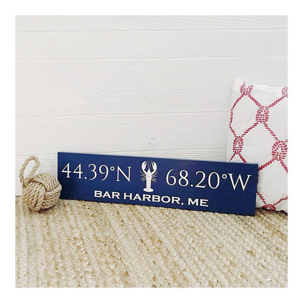 Custom Coordinates Handcrafted Wooden Sign - Large