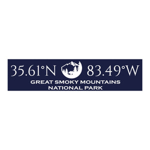 Great Smoky Mountains National Park Coordinates Handcrafted Wooden Sign - Large