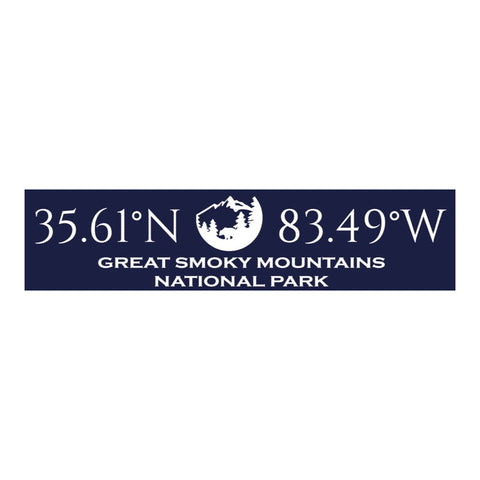 Great Smoky Mountains National Park Coordinates Handcrafted Wooden Sign - Large